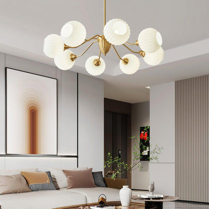 Ribbed Glass Ball Chandelier