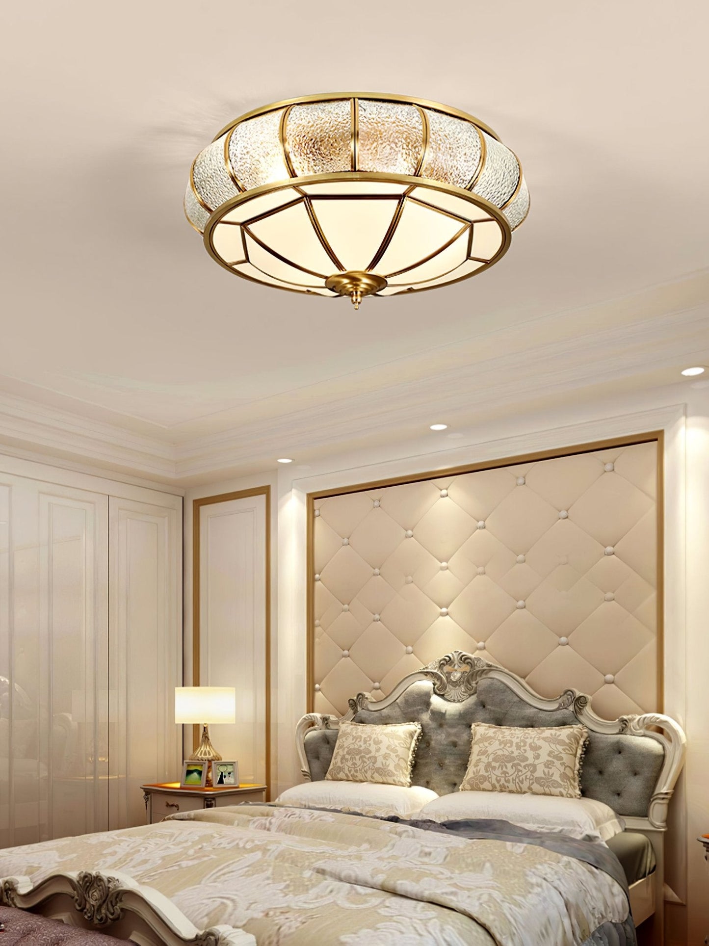 Round Textured Glass Ceiling Light