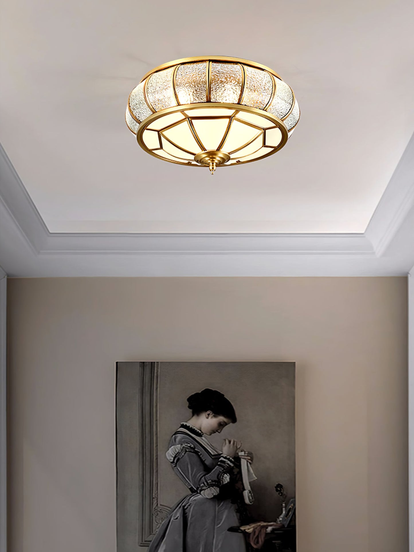 Round Textured Glass Ceiling Light