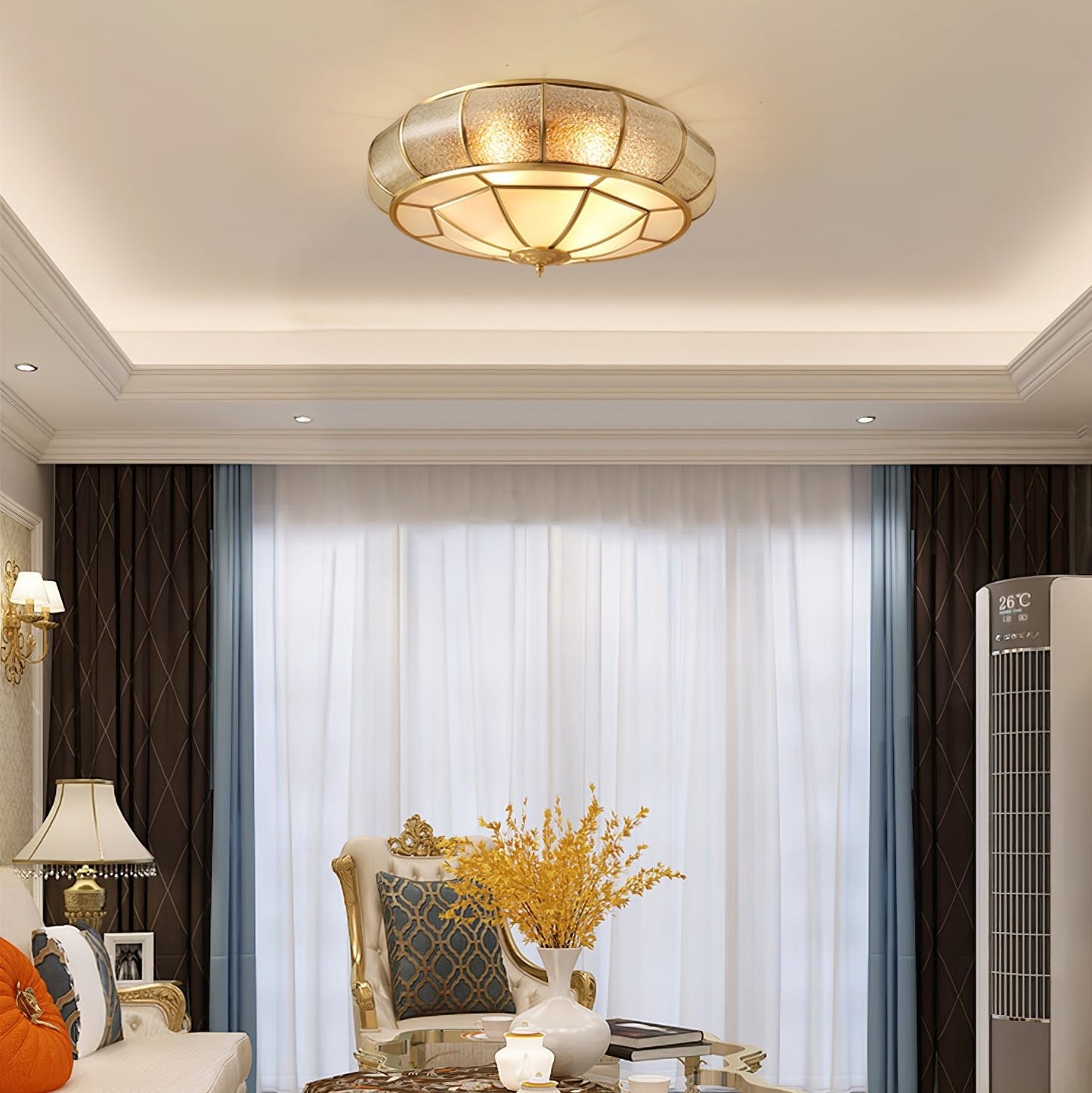 Round Textured Glass Ceiling Light