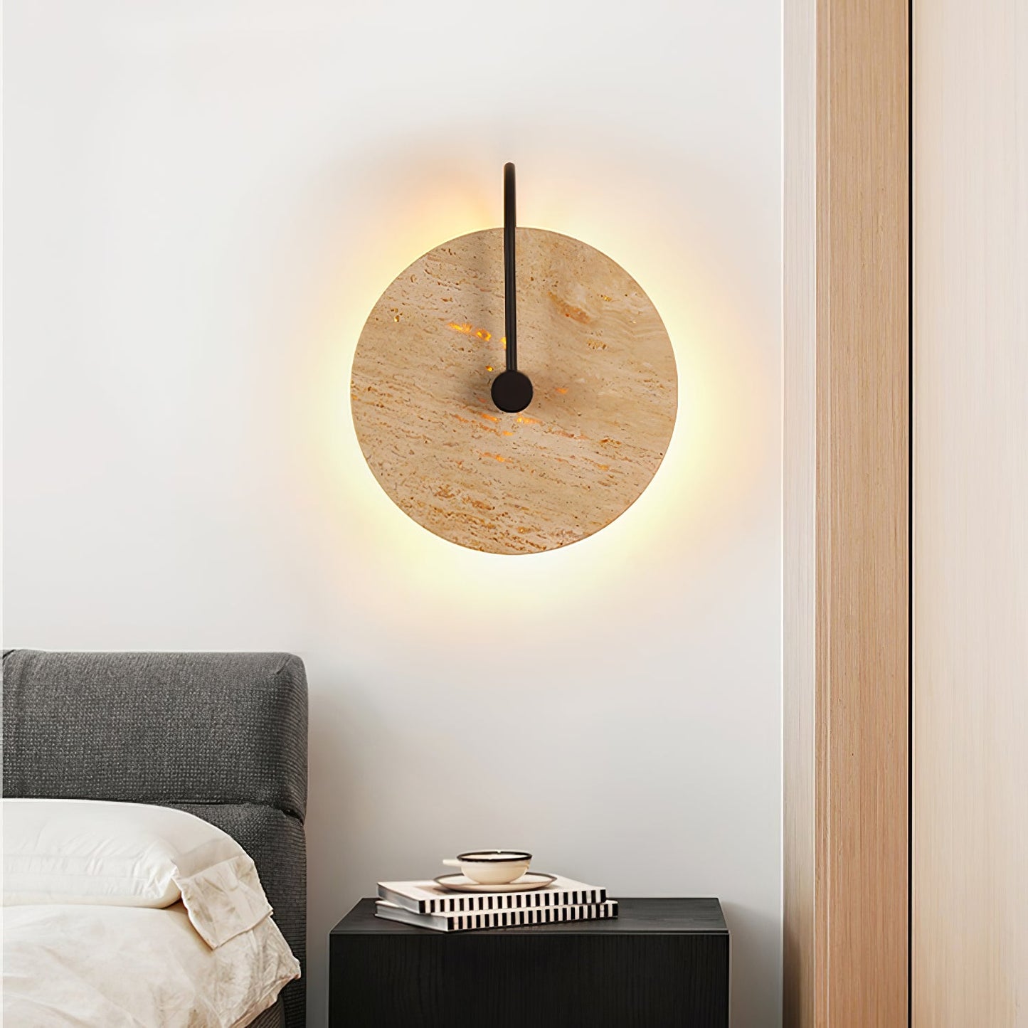 Round Travertine Wall Lamp