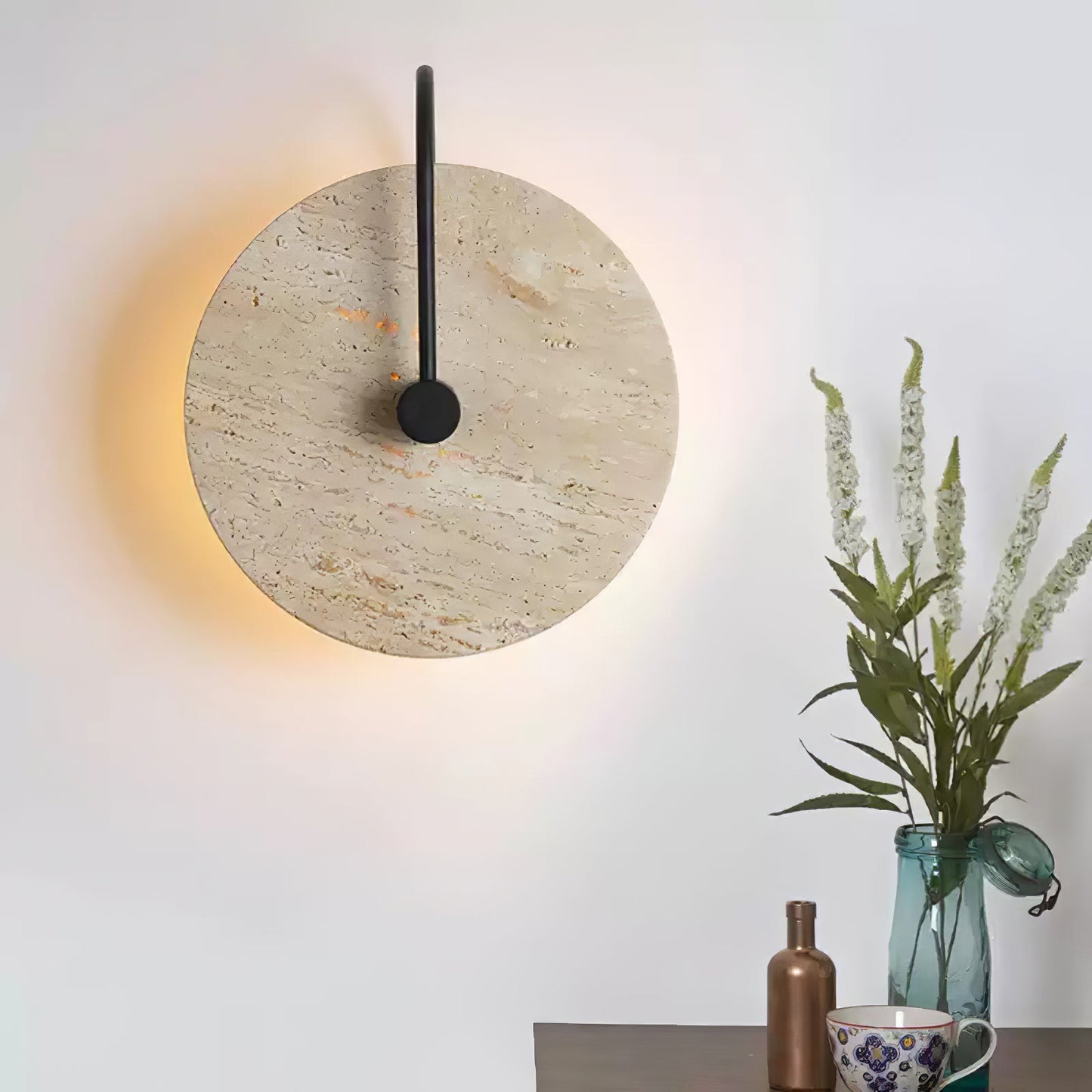 Round Travertine Wall Lamp