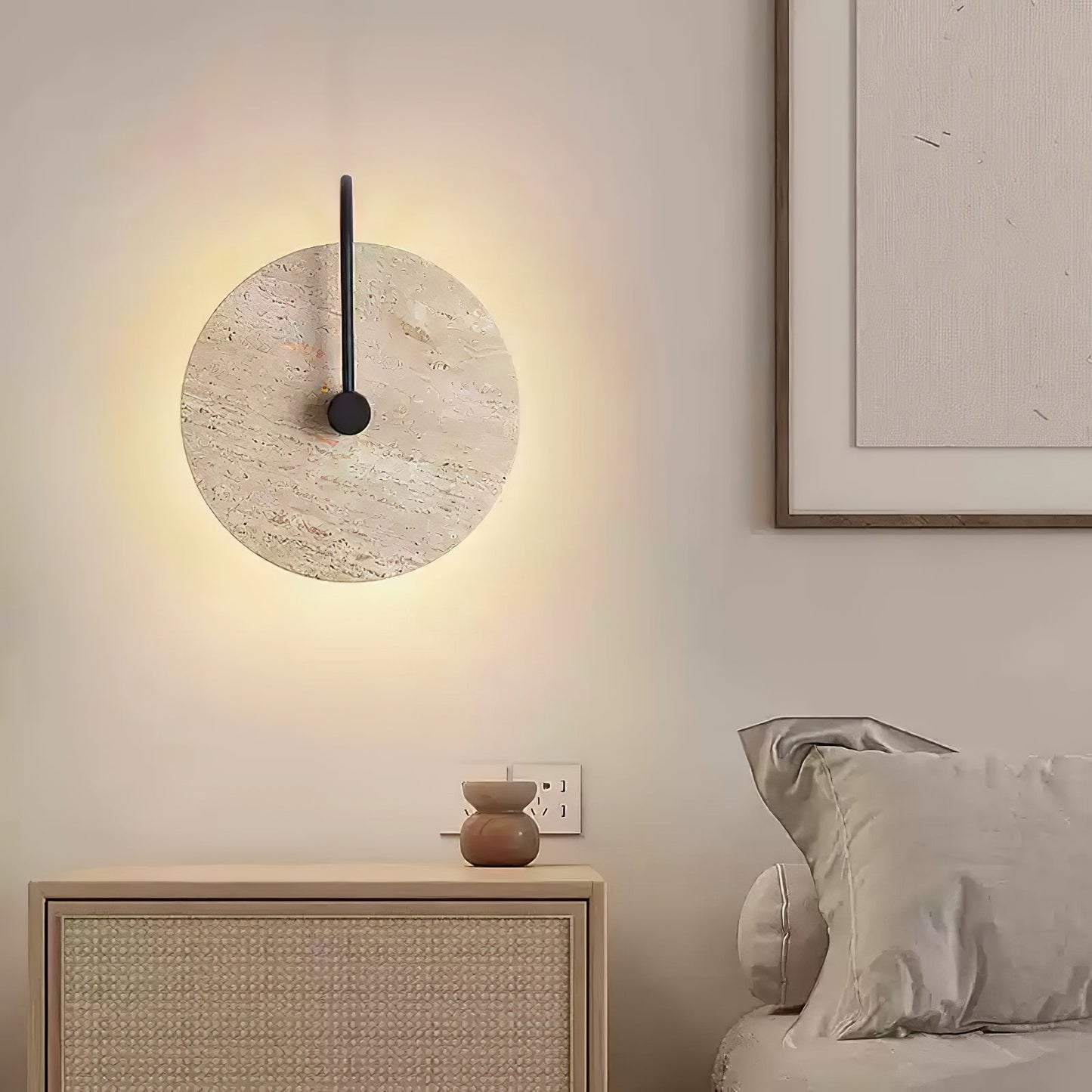 Round Travertine Wall Lamp