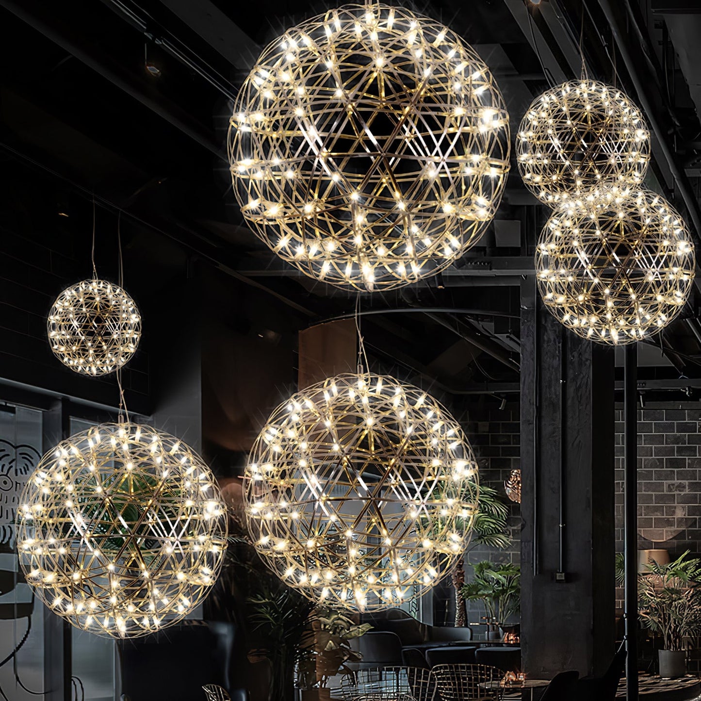 Gold Spark Ball Pendant Light