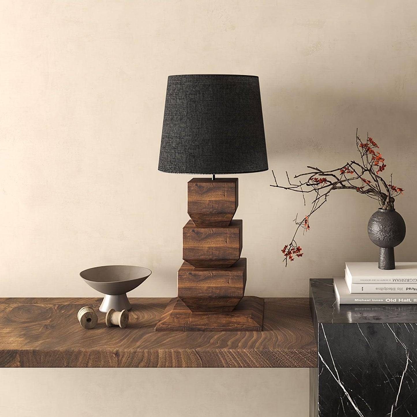 Stacked Wooden Table Lamp