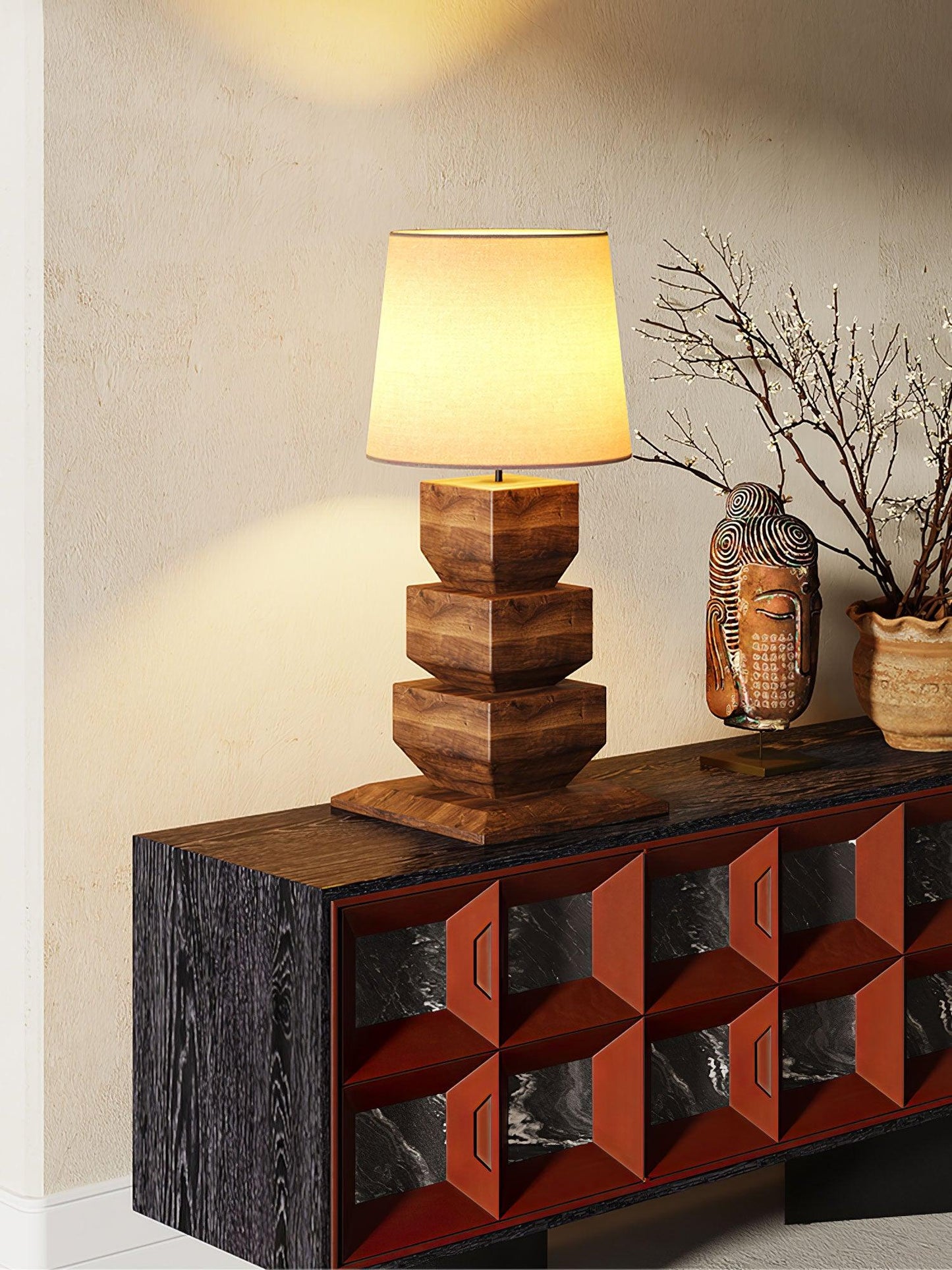 Stacked Wooden Table Lamp