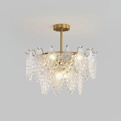 Tiered Carved Glass Chandelier