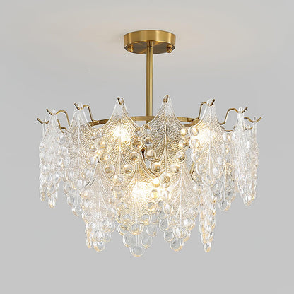 Tiered Carved Glass Chandelier