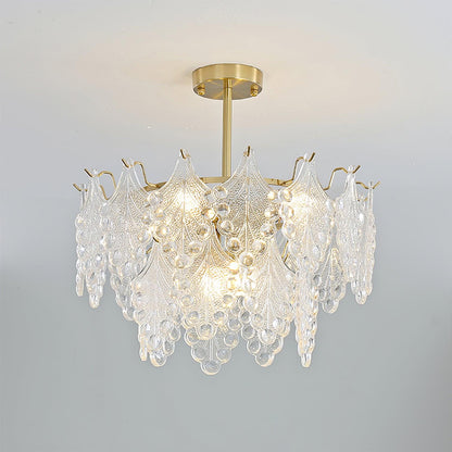 Tiered Carved Glass Chandelier