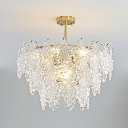 Tiered Carved Glass Chandelier