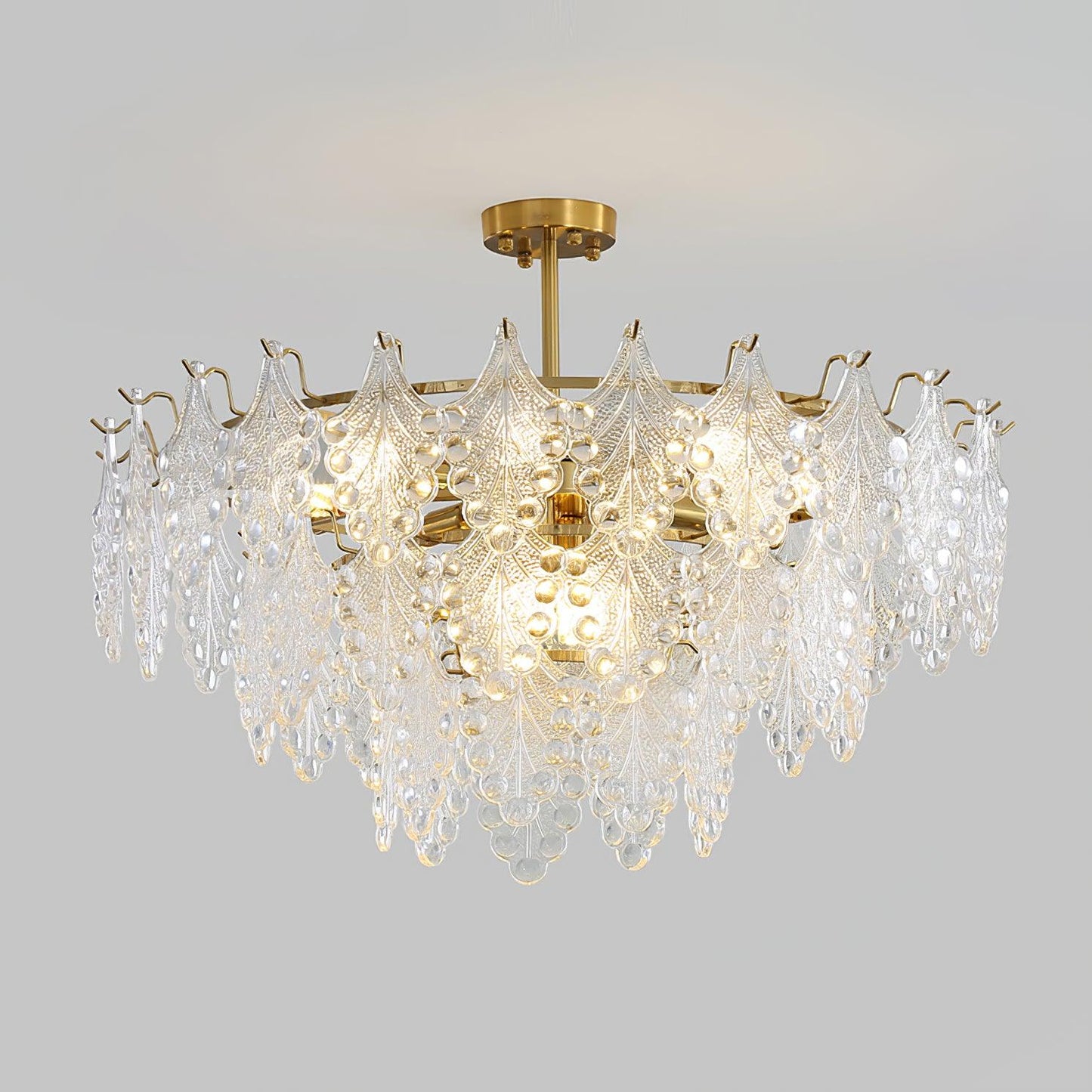 Tiered Carved Glass Chandelier