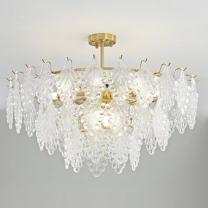 Tiered Carved Glass Chandelier