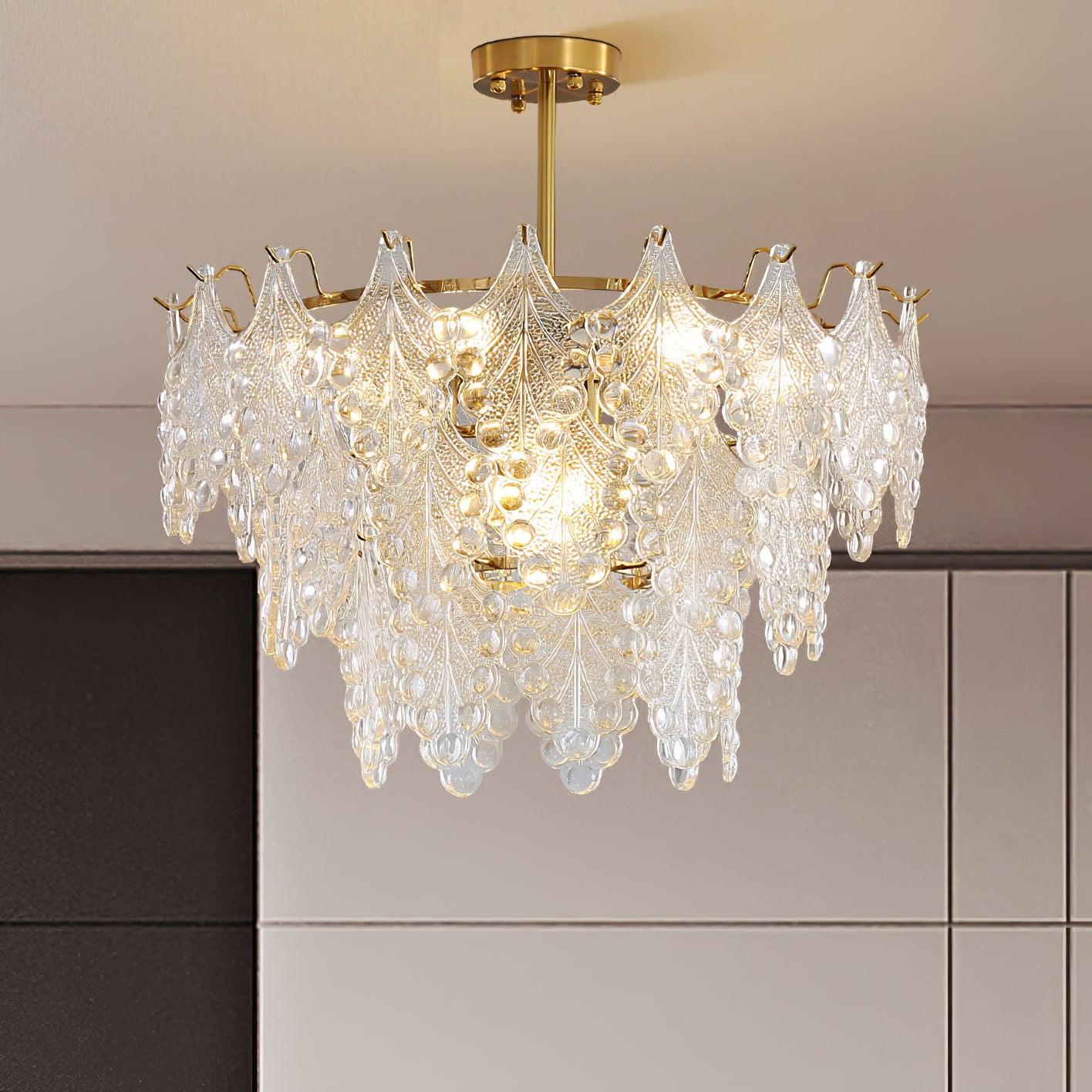 Tiered Carved Glass Chandelier