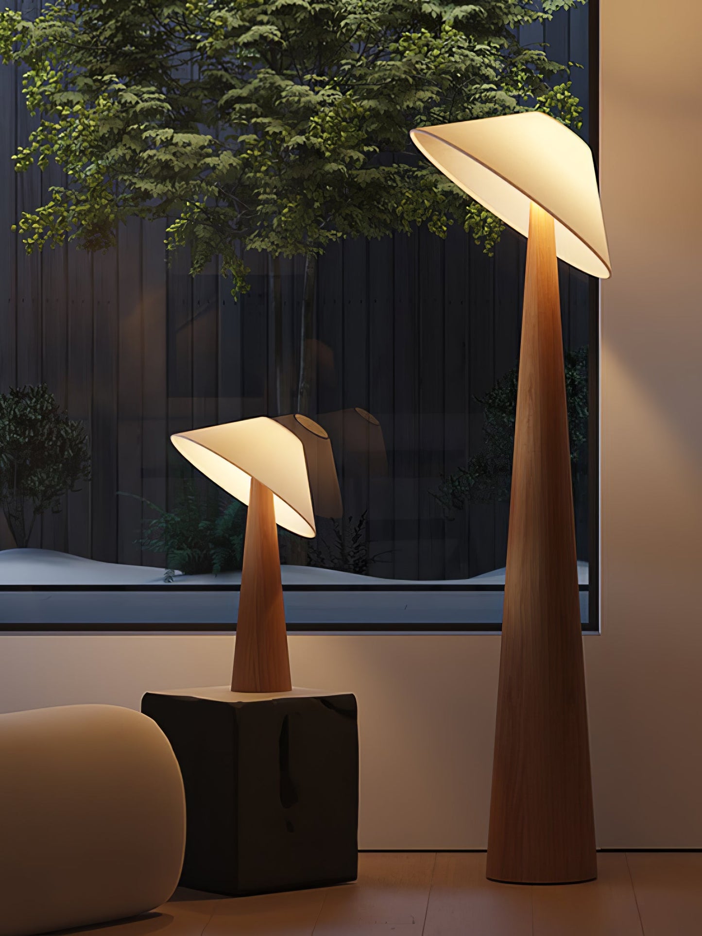 Tilt Hat Wooden Table Lamp