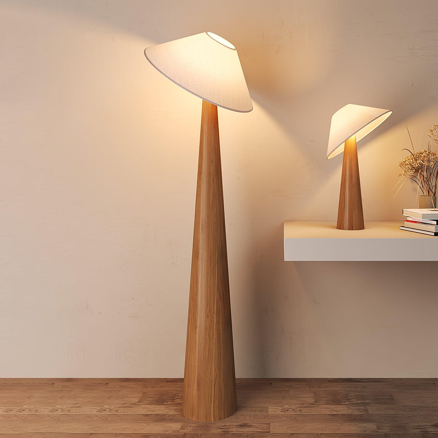 Tilt Hat Wooden Table Lamp