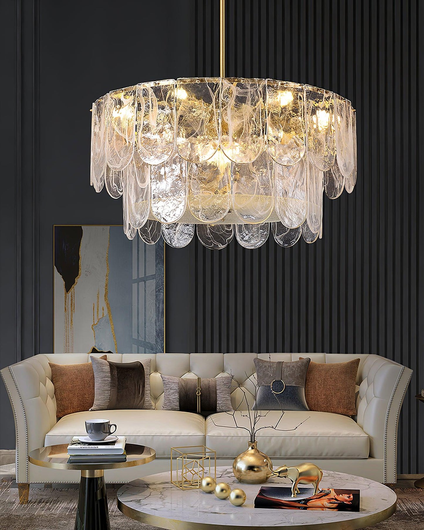 Traditional Classic Metal Glass Chandelier