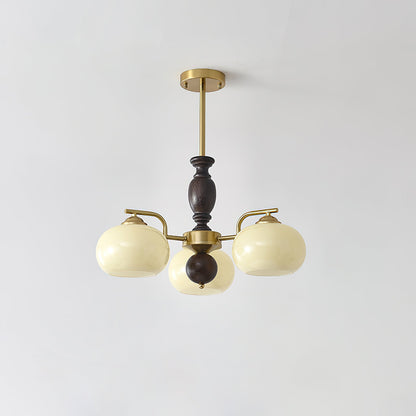 Walnut Beige Orb Chandelier