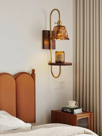 Walnut Shelf Sconce