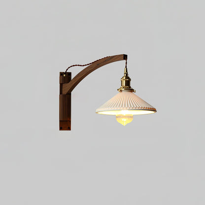 Walnut Swing Arm Wall Lamp