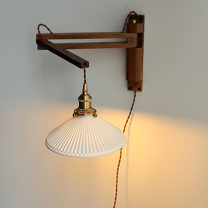 Walnut Swing Arm Wall Lamp