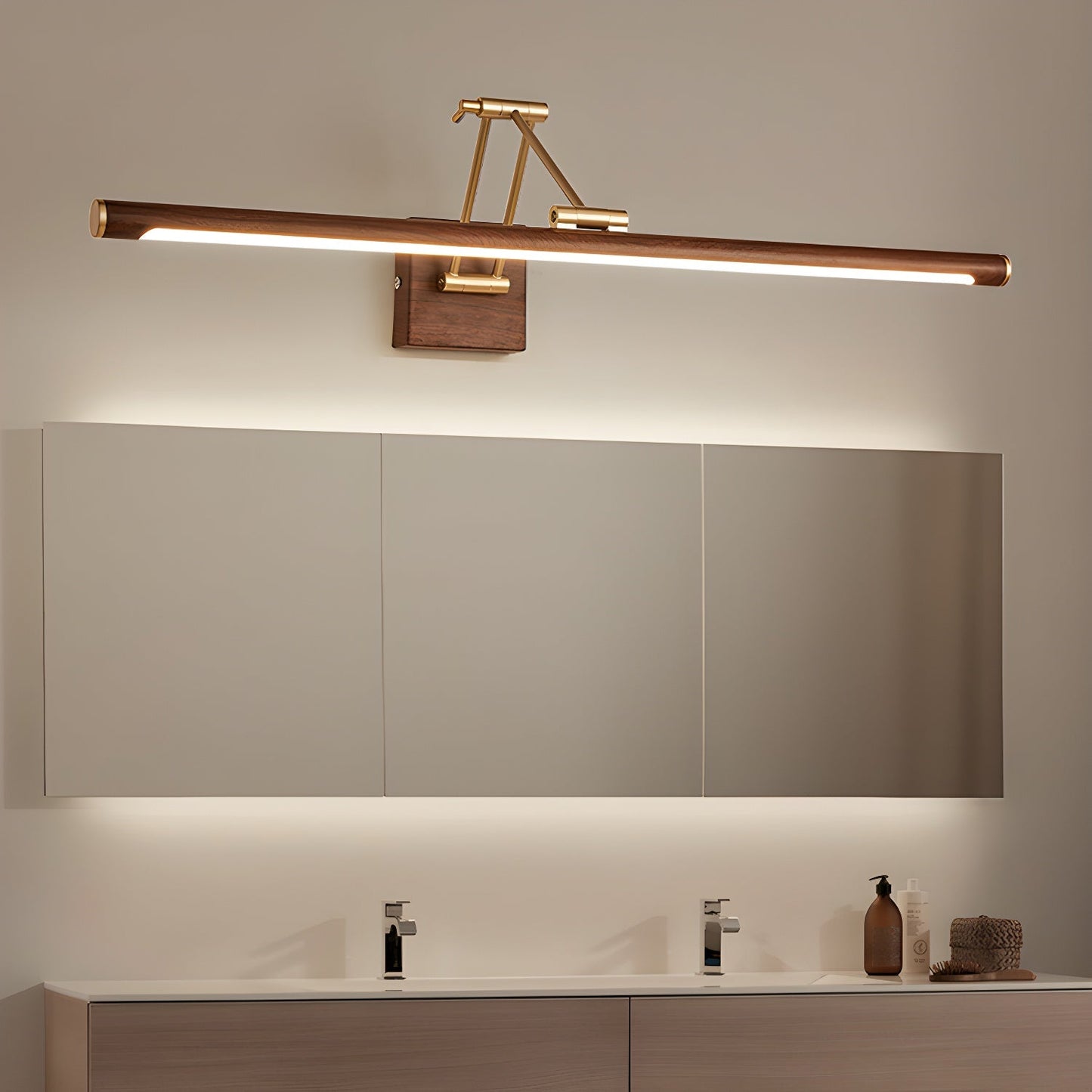 Walnut Color Linear Adjustable Wall Light