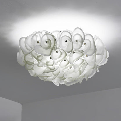 Weiße Hortensien-Deckenlampe