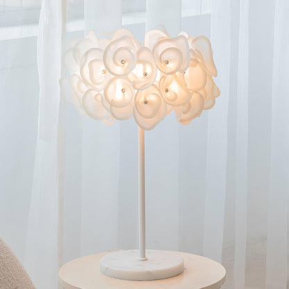 White Hydrangea Table Lamp
