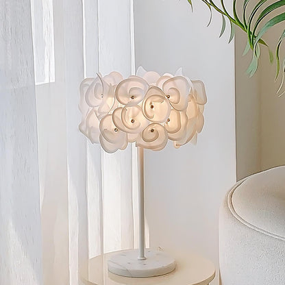 White Hydrangea Table Lamp