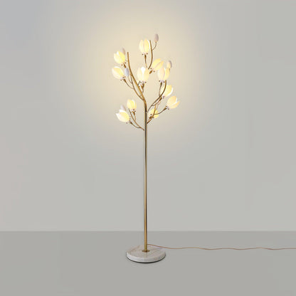White Porcelain Magnolia Floor Lamp