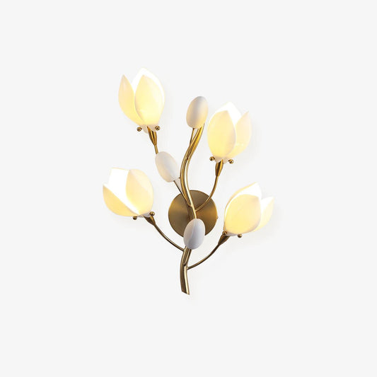 White Porcelain Magnolia Wall Lamp