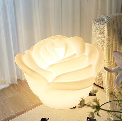 Weiße LED-Tischlampe in Rosenform