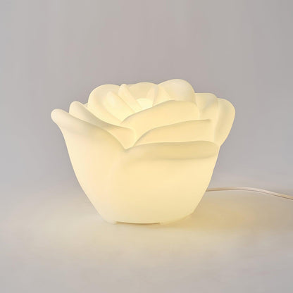Weiße LED-Tischlampe in Rosenform