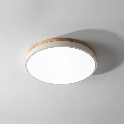 White Round Wooden Ceiling Lamp