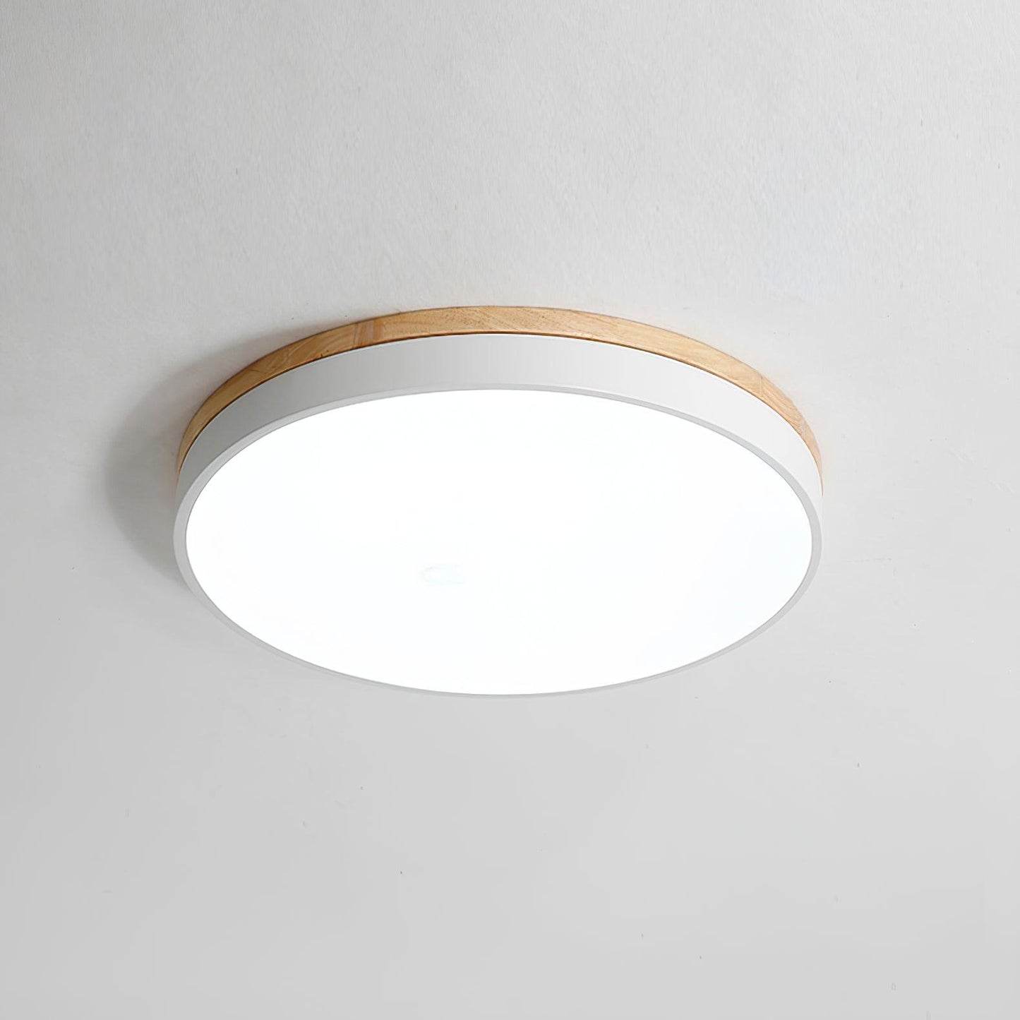 White Round Wooden Ceiling Lamp