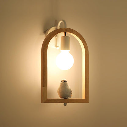 Wood Bird Resin Wall Light