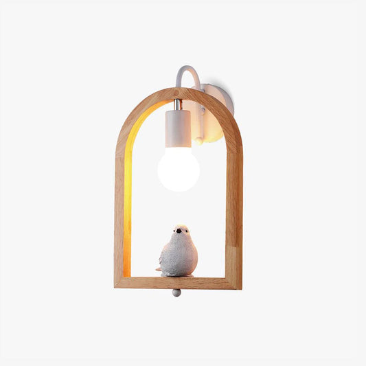 Wood Bird Resin Wall Light