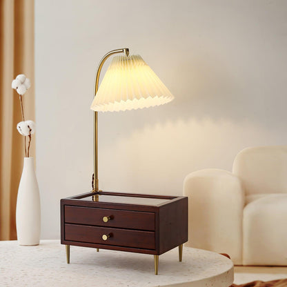 Wood Drawer Table Lamp