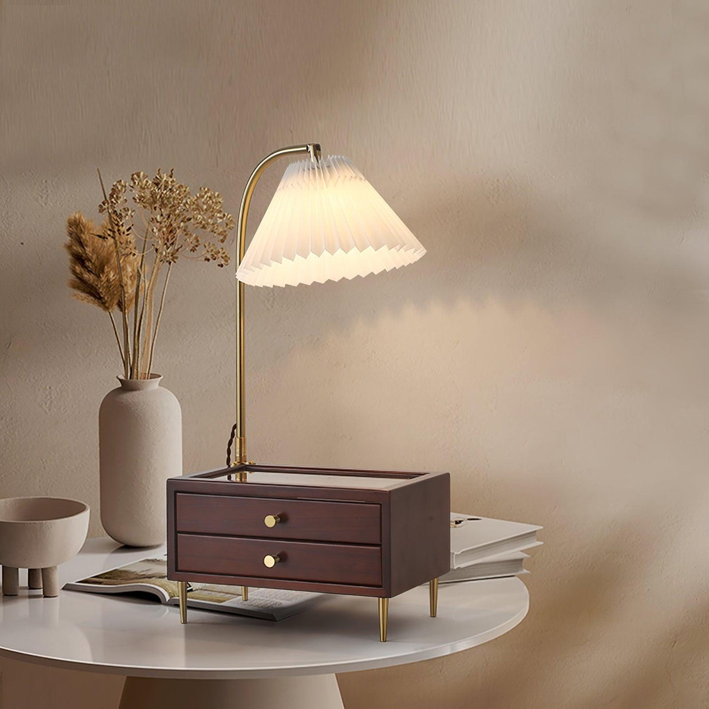 Wood Drawer Table Lamp