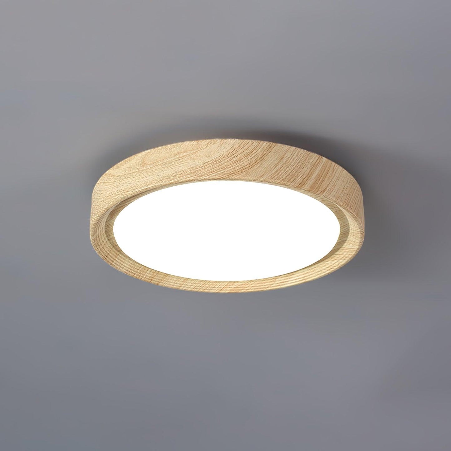 Runde Deckenlampe mit Holzmaserung