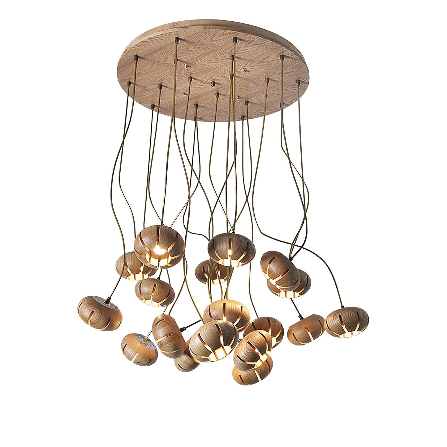 Wood Pumpkin Cluster Chandelier