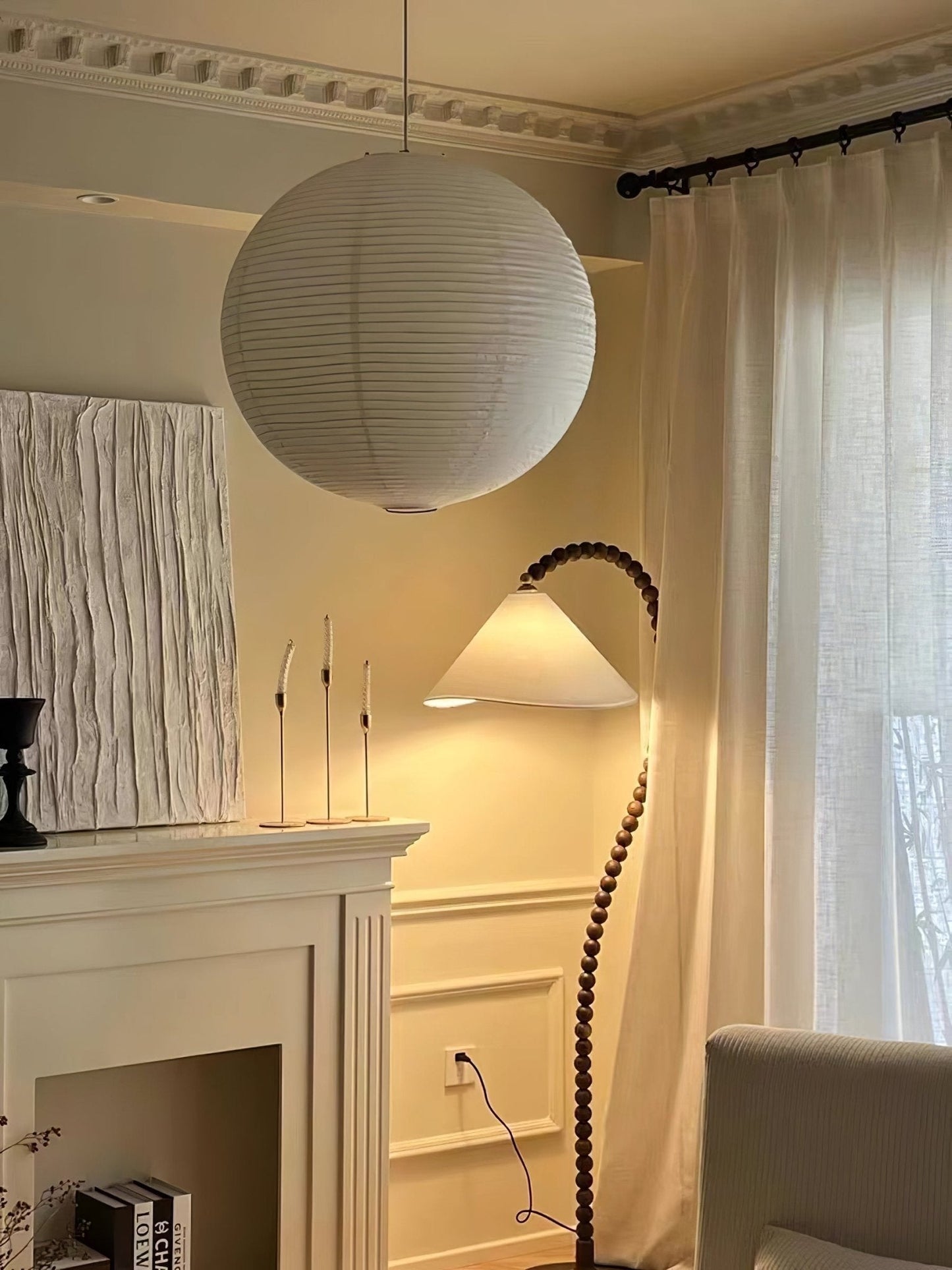 Wooden Bead Floor Lamp