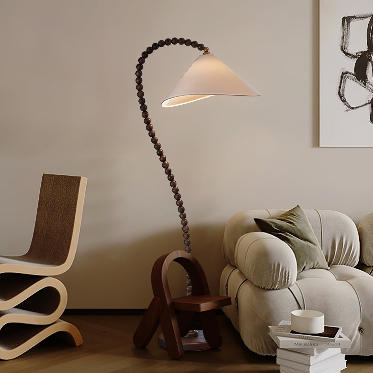 Wooden Bead Floor Lamp