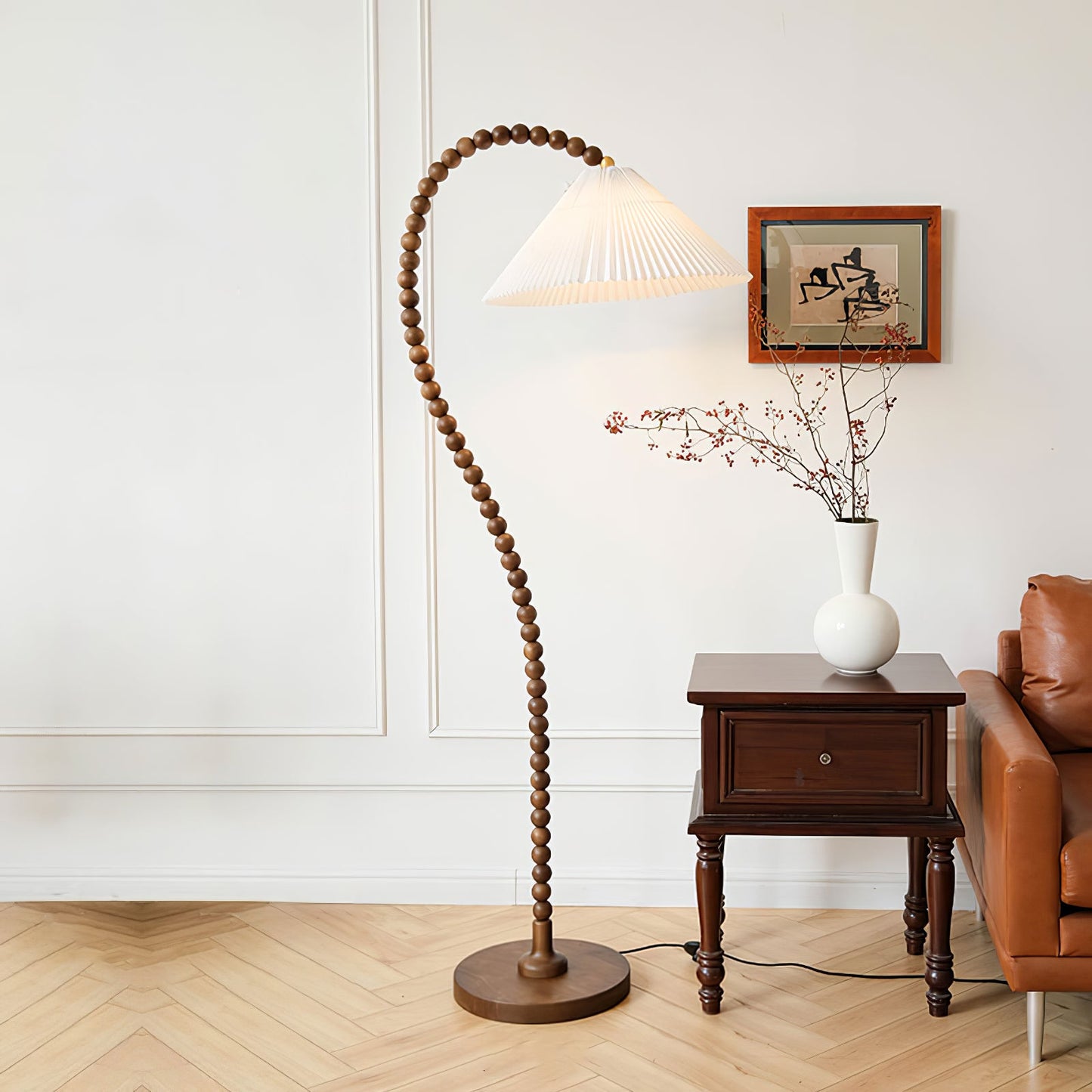 Wooden Bead Floor Lamp