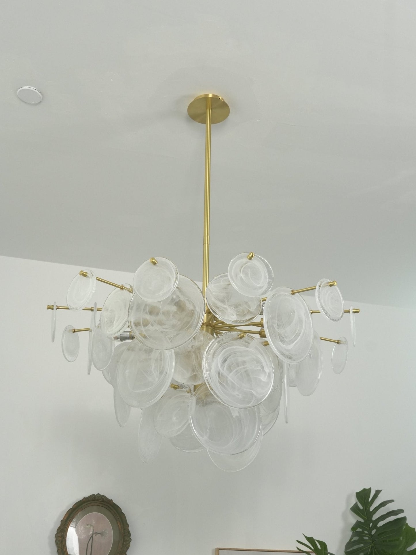 Brass Discs Cascading Chandelier