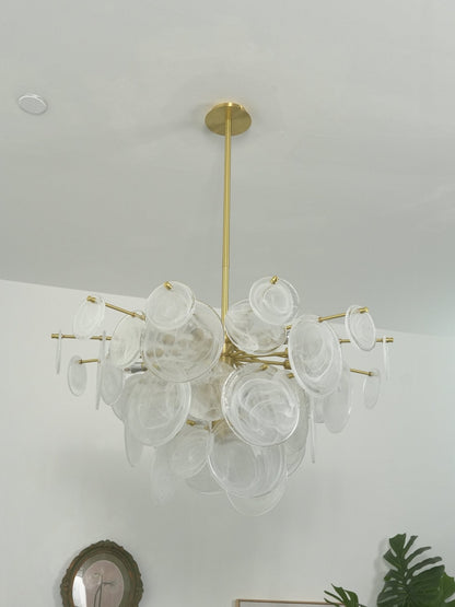 Brass Discs Cascading Chandelier