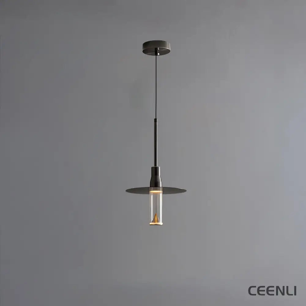 Acrylic Hat Plate Pendant Light Model B ∅ 7.9″ x H 13.8″ / Dia 20cm x H 35cm / Black / Three-Color Changing Light