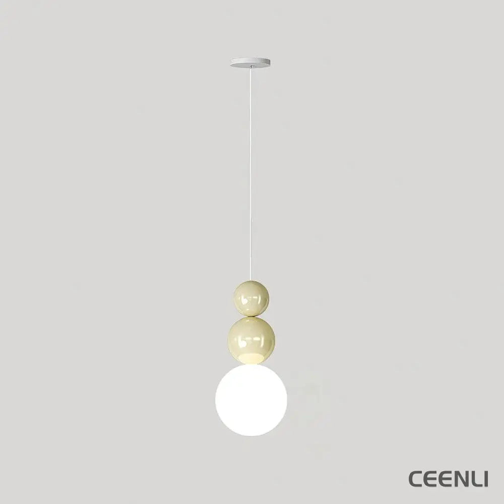 Acrylic Three Ball Pendant Lamp ∅ 4.7″ x H 9.8″ / Dia 12cm x H 25cm / Beige Pendant light