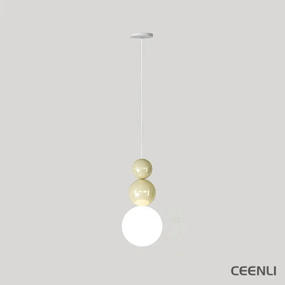 Acrylic Three Ball Pendant Lamp ∅ 4.7″ x H 9.8″ / Dia 12cm x H 25cm / Beige Pendant light