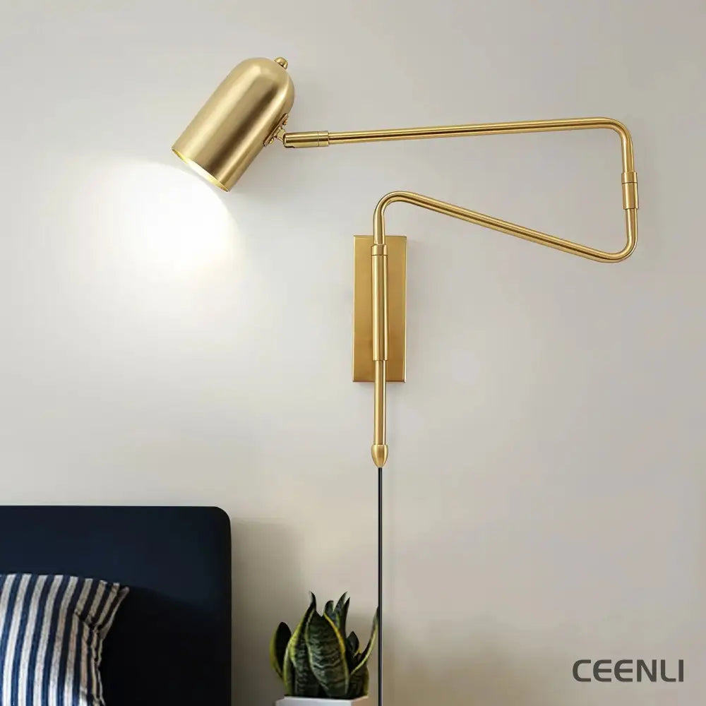 Adjustable Arm Plug In Wall Lamp