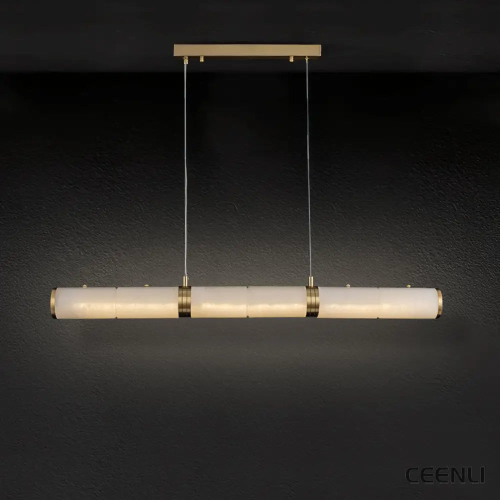 Alabaster Beam Pendant Light ∅ 39.4″ x H 59.1″ / Dia 100cm x H 150cm / Brass & White / Three-Color Changing Light
